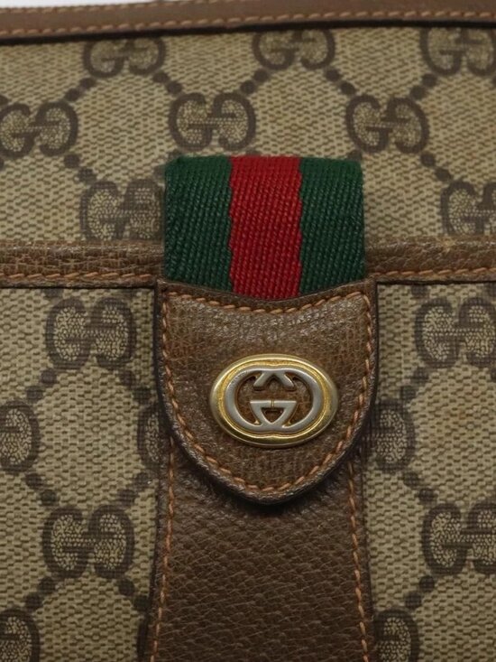 GUCCI GG Supreme Web Sherry Line Bag PVC Beige Gold 89 02 032 Auth hk2475 - Picture 10 of 16